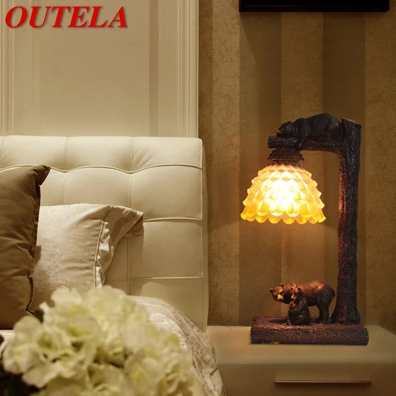 

OUTELA Nordic ModernTable Lamp American Retro LED Bedroom Bedside Lamp Personalized And Creative Decorative Homestay Desk Light