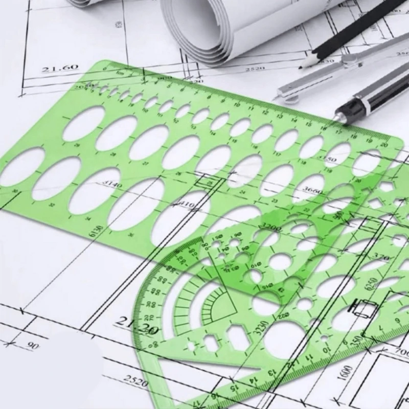 11Pcs Multipurpose Geometry Stencils Set Geometric Drawing Templates Measuring Templates Ruler for Quilting