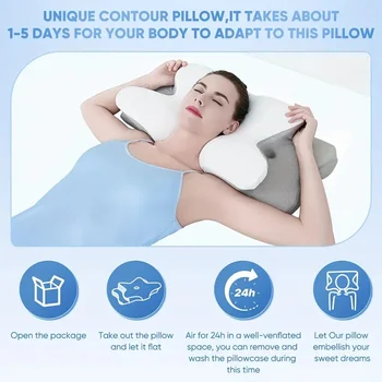 Cuscino per il collo con memoria per il sonno a forma di farfalla Cuscino per il sonno in memory foam confortevole a rimbalzo lento Cuscino per lettino per massaggio cervicale ortopedico per il collo