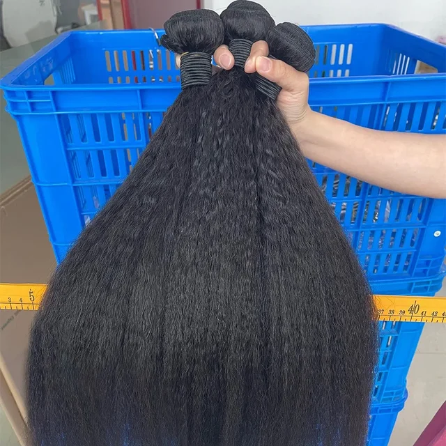 Cheveux humains indiens 30 pouces 12A Kinky Straight, 3 paquets de cheveux vierges bruts non traités Yaki Straight, double trame, pour tressage en vrac 1