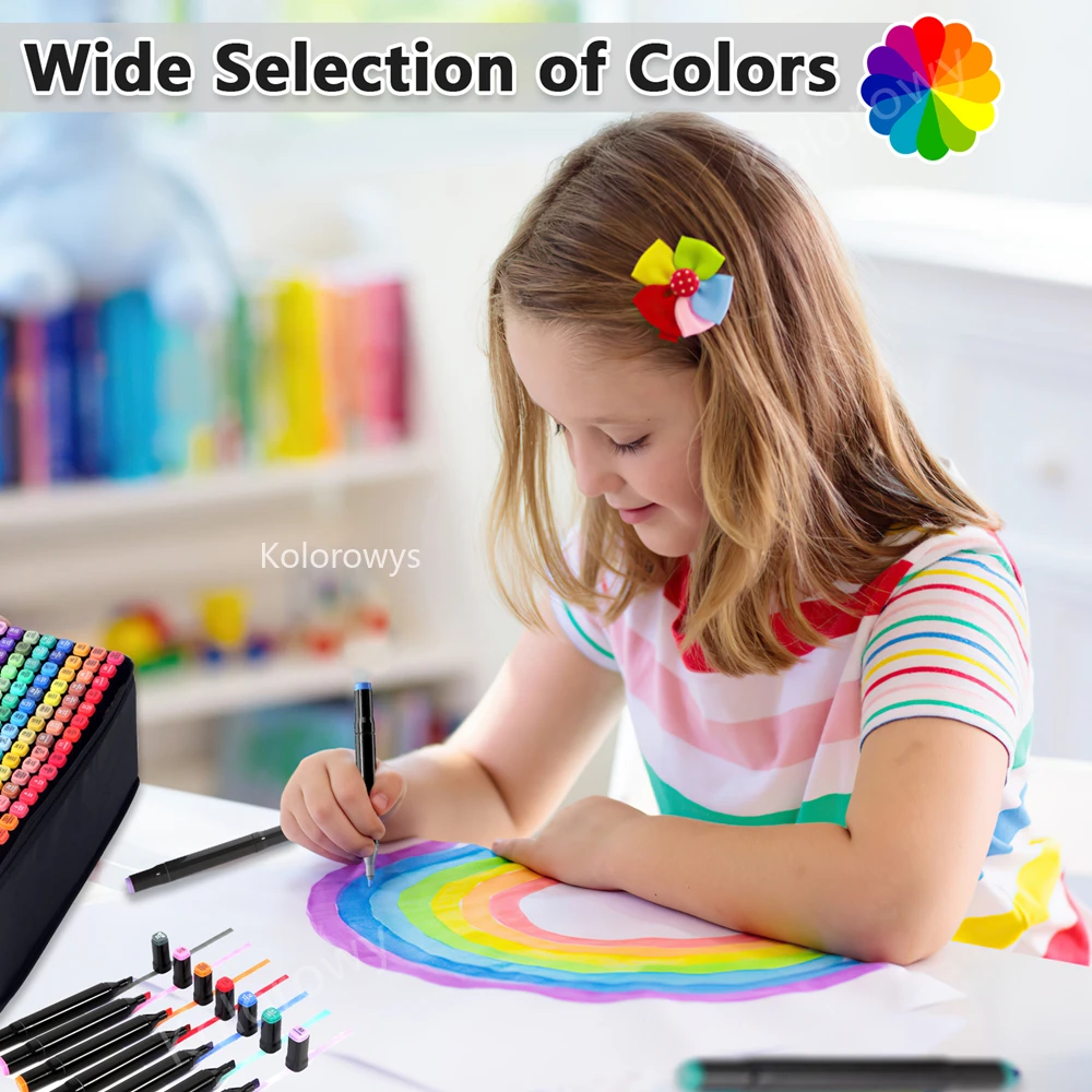 12-168 Colors Alcohol Markers Dual Tip Permanent Art Markers for Coloring Illustrations and Sketching Manga Kids adult permanent markers
