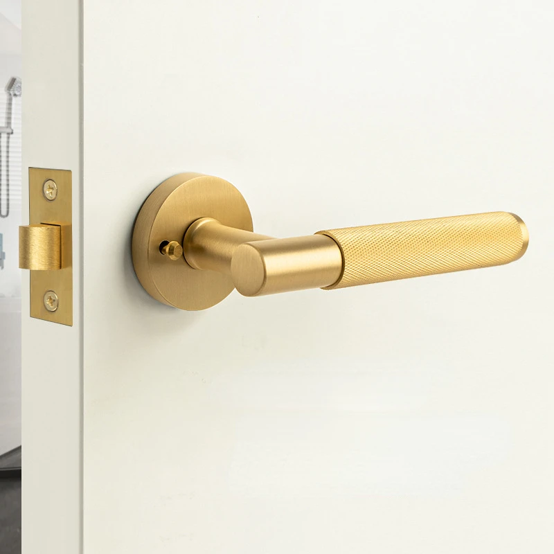 

US Standard Light Luxury Pure Copper Bathroom Door Lock Indoor Household Bathroom Door Handle Wooden Door Bathroom Lock