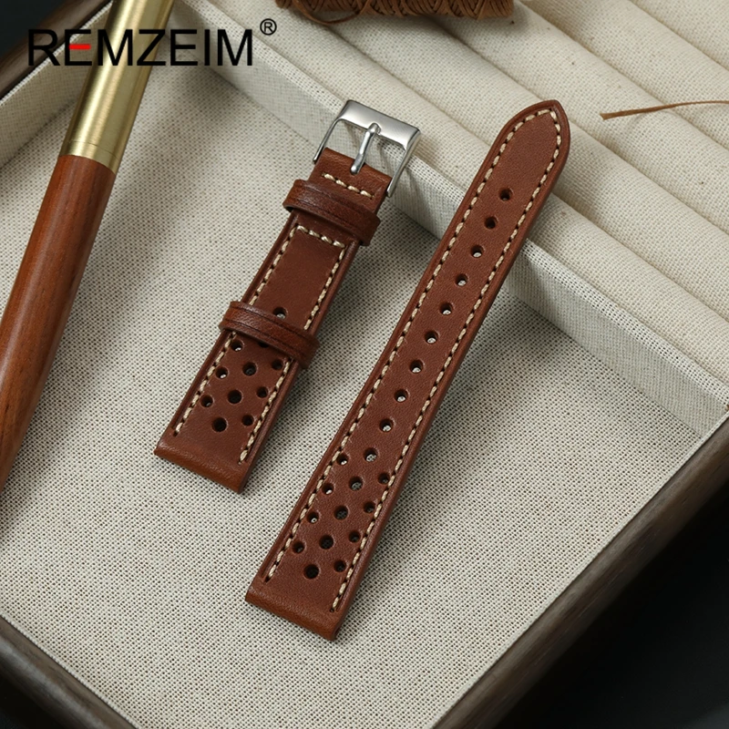 Vintage Handmade Sport Leather Watch Band - Universal Breathable Cowhide Wrist Strap