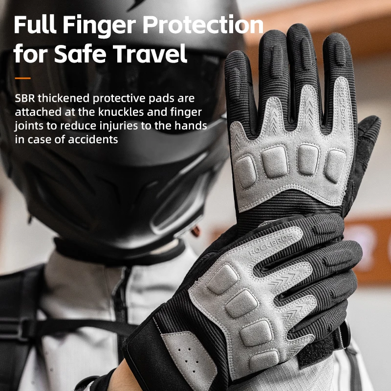 Full Finger Cycling Gloves Anti-slip Touch Screen Gloves Windproof Protective Mittens Men Motorcycle MTB Bicycle ROCKBROS