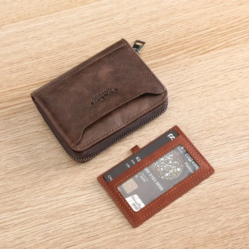 Luxury Designer Men's Wallets PU Leather Multiple Slot Credit Card Holder Handbag for Men Short Wallet Zipper Coin Purse