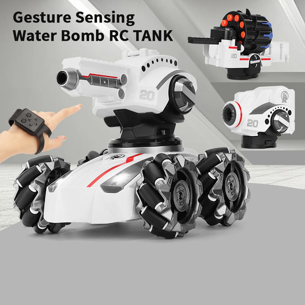 New 3in1 2.4G 4WD RC Tank Water Bomb Watch Gesture Sensing Off-road Drift Remote Control Tank With Music Light RC Car Kids Toys 3