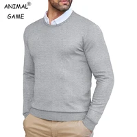 Autumn Men's Dress Crew Neck Sweater Slim Fit Lightweight Sweatshirts Knitted Pullover Casual Fashion Long Sleeve Sweater 1