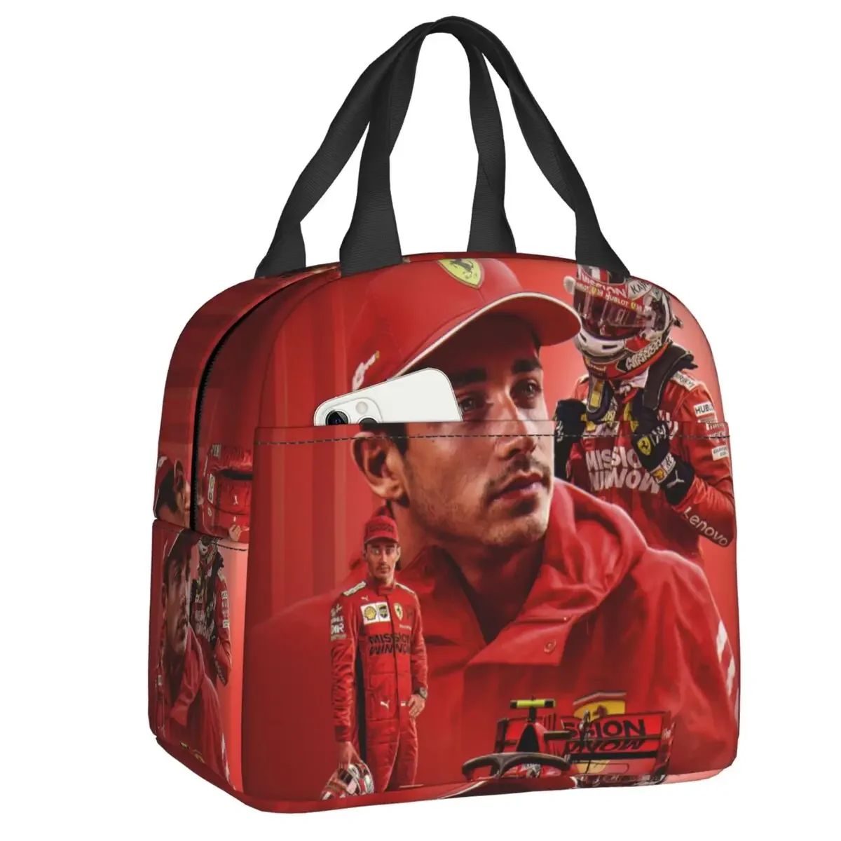 

Formula One Racing Driver Leclerc Charles Insulated Lunch Bag for Women Cooler Thermal Lunch Tote Kids School Children