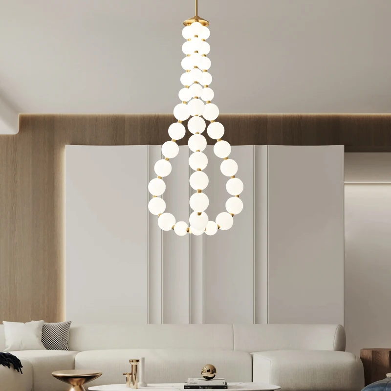 Modern French duplex building personality living room lamps villa spiral staircase lighting