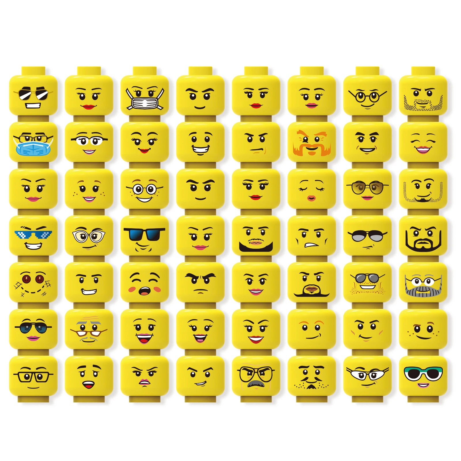 

56pcs Lot Mini Figure Head Body Parts Face Eye City Friends Flesh Yellow Figures Expression Accessories 3626 MOC Bricks Blocks