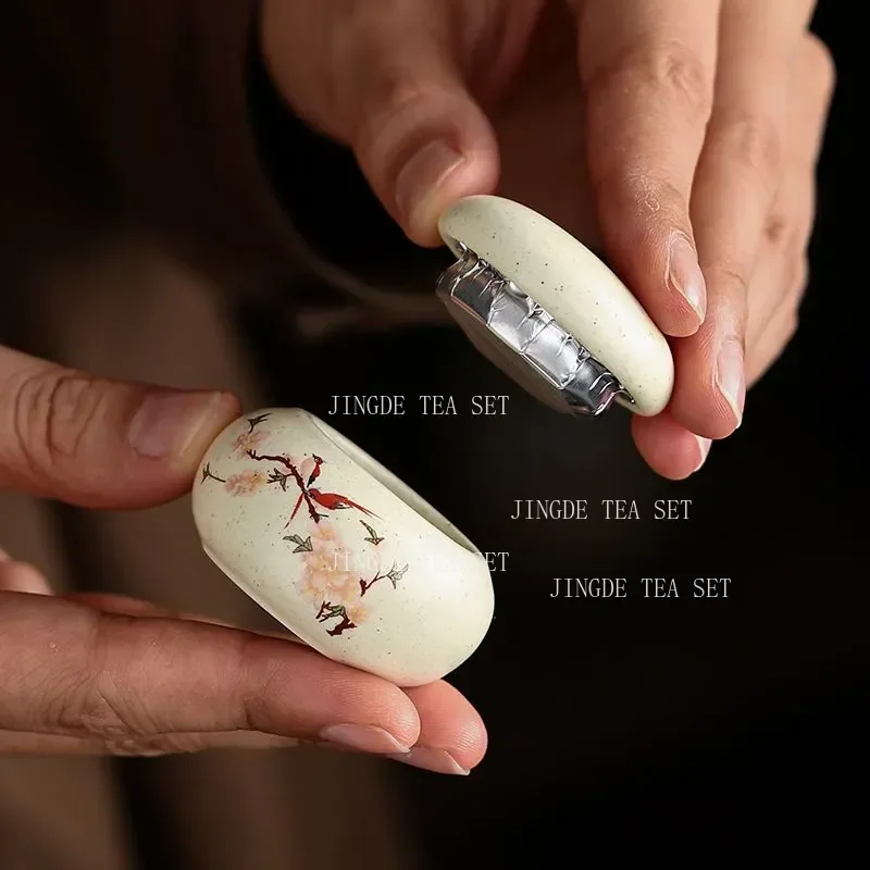 Travel Portable Ceramic Tea Caddy Home Tea Container Moisture-proof Jar Coffee Airtight Jars Kitchen Spice Nut Storage Container