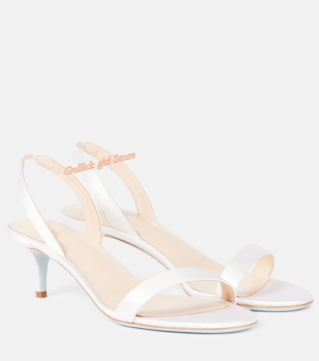 White Matte Leather Sandals Stiletto Thin High Heel Round Toe Slingback Slip On Fashion Summer Women Dress Shoes