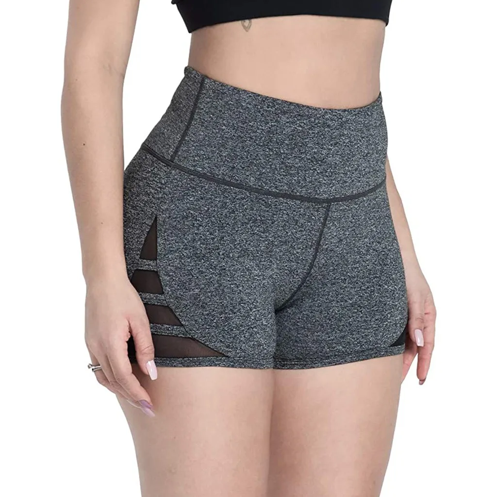Women Shorts Non-perspective Fitness Leggings Female Mesh Shorts Shorts High Waist Sports Short Workout Running Штаны Для Йоги