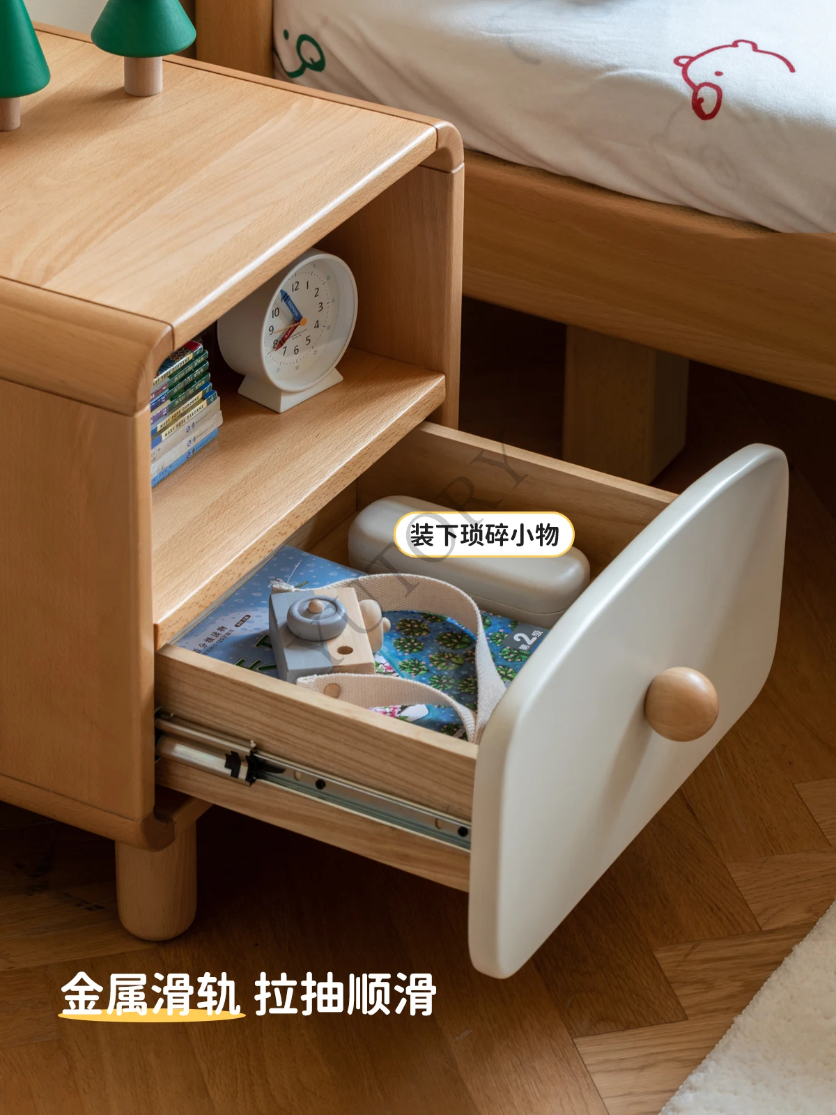 Solid wood children's bedside table, boy's storage cabinet, bedroom bedside cabinet, minimalist cabinet