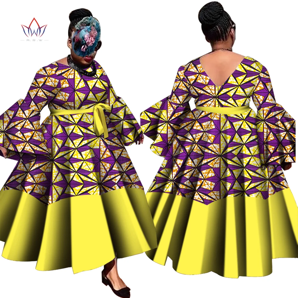 

Africa Party Dress Women Clothing Lotus Leaf Sleeves Traditional Outfit Africa Dashiki Fashion Trends Women Clothing WY4628