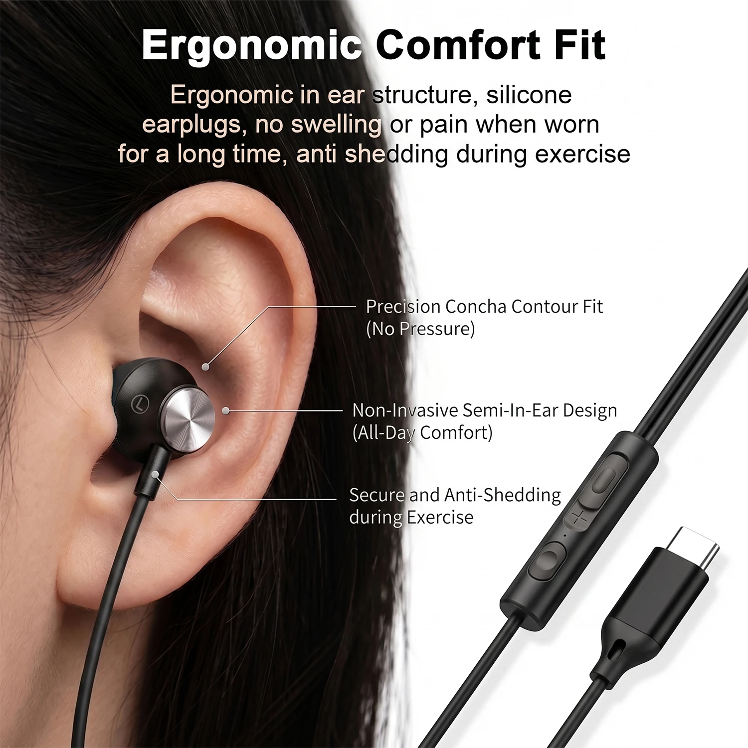 USB-C HiFi Surround Sound Wired In-Ear Headphones