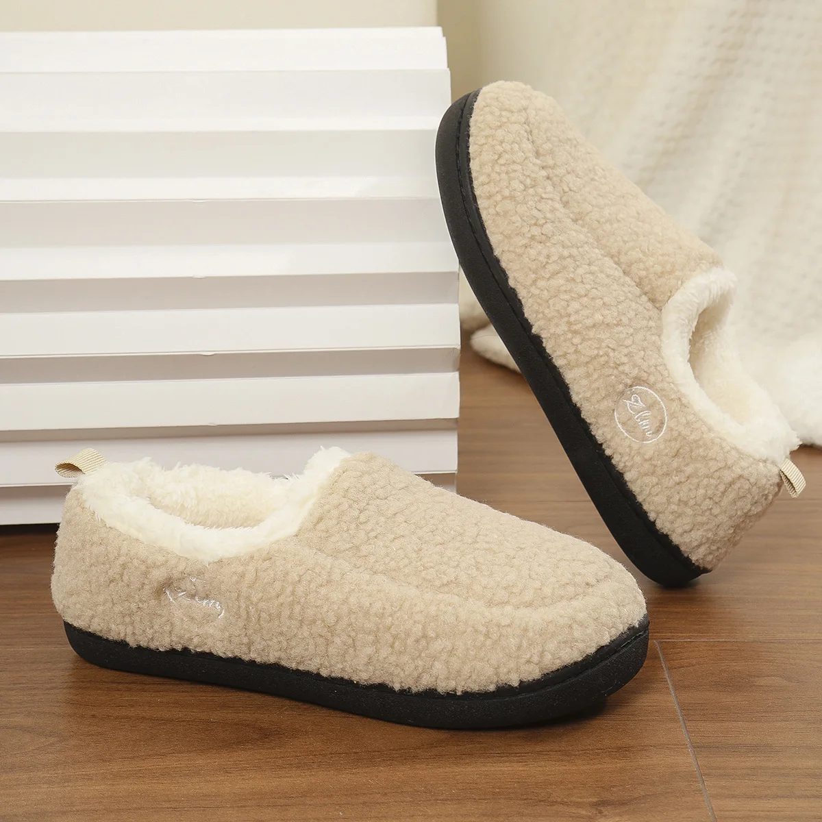 Litfun New Winter Fluffy Women Slippers Warm Short Plush Lined Home Shoes Women Indoor Outdoor Antiskid Fuzzy Women Cotton Shoes 2