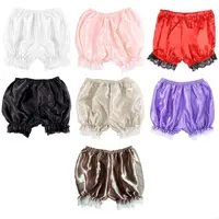 Y1AC Women Imitation Silk Bloomers Lace Trim Panties Victorian Pumpkin Shorts