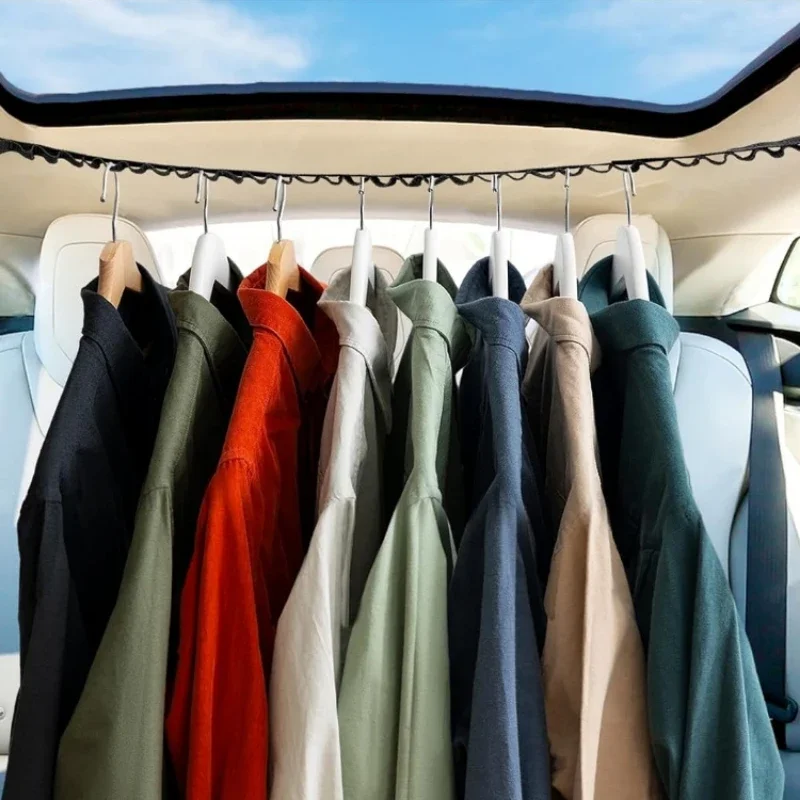 430*2.5cm Upgraded Car Clothes Hanger Bar Car Coat Hanger Telescopic Clothes Bars for Vehicle Suitable for Most Cars and SUV