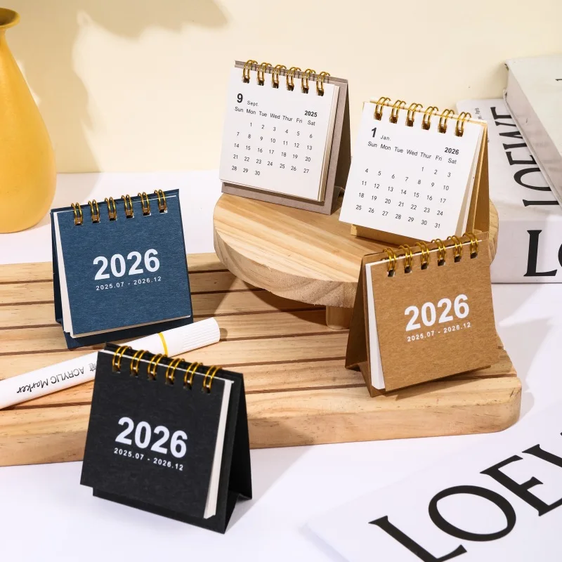 Desk Calendar English Mini Simple Small Pocket Portable Daily Memo Calendar Planner Desktop Decor Office Stationery