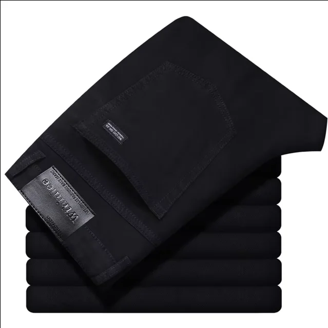 Wthinlee New Business Men's Jeans Casual Straight Stretch Fashion Classic Blue Black Work Denim Pant Trousers Male  Clothing 3