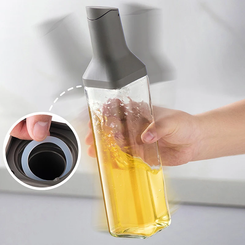 New 500ml Automatic Opening Glass Oil Bottle Condiment Container Pouring No Oil Leakage Oil Dispenser For Kitchen 5