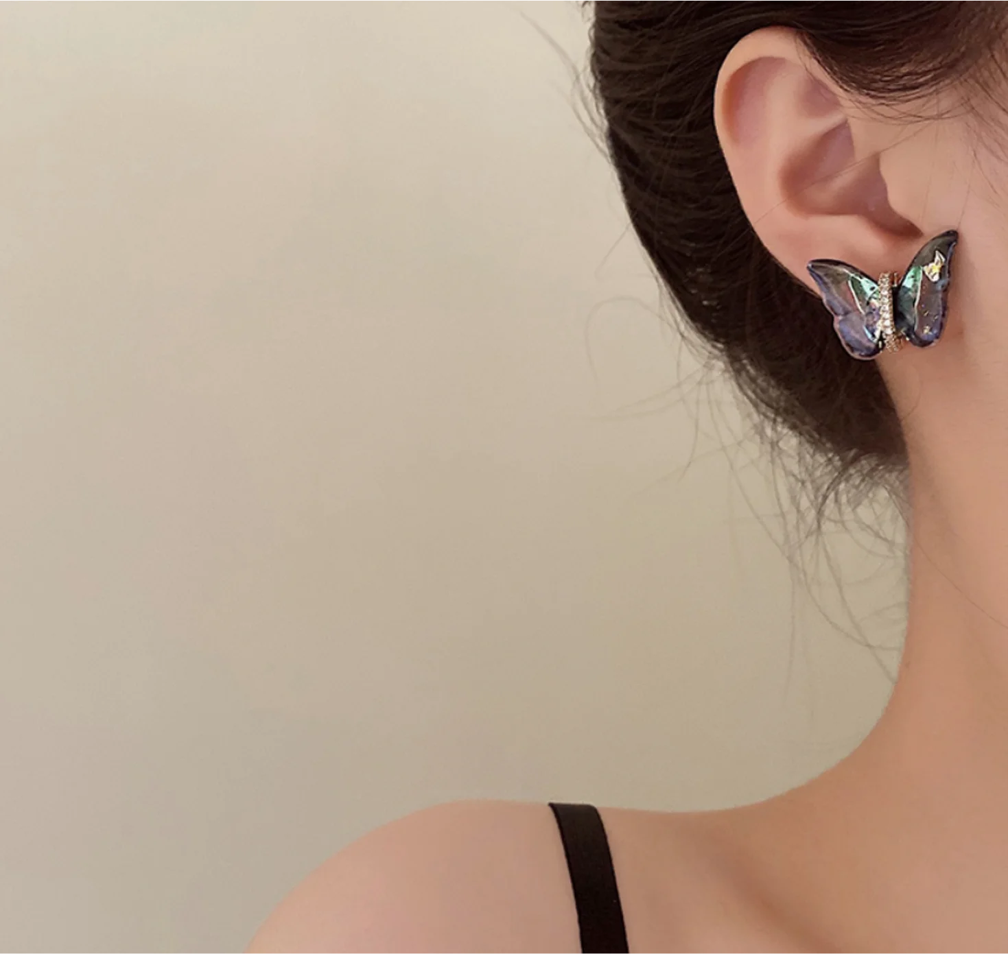 2022 new S925 silver needle acrylic butterfly vintage Rhinestone Earrings for women Fashion Jewelry