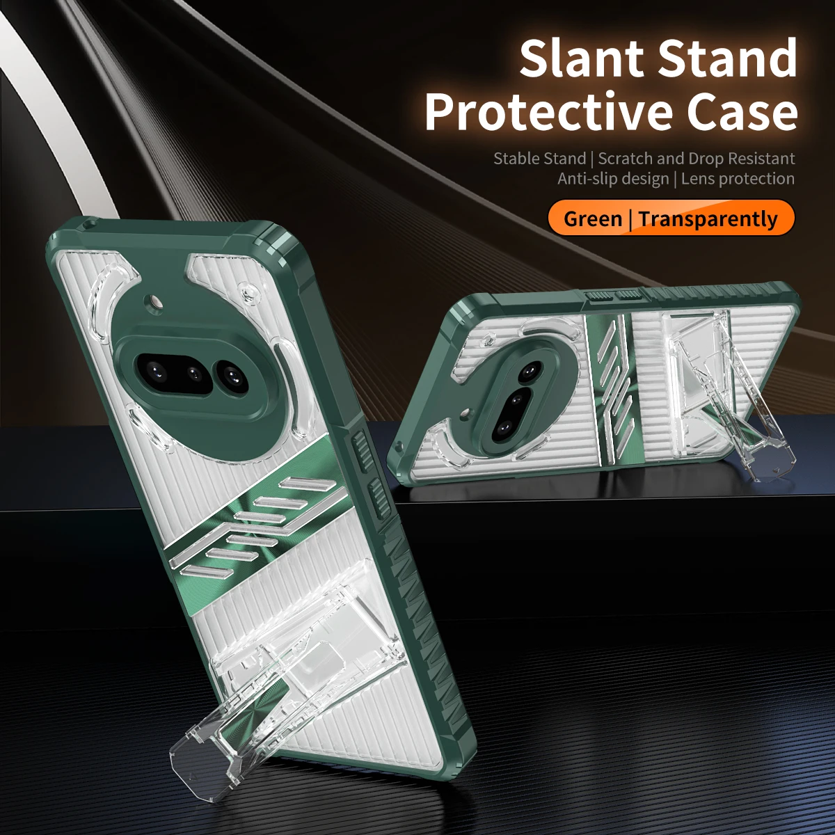 Transparent Shockproof Kickstand Case with Soft Silicone