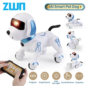 ZWN RC Robot Elettronico Stunt Dog Giocattoli Comando Vocale Programmabile Touch-sense Con Canzone Musicale Robot Dog per Regali per Bambini