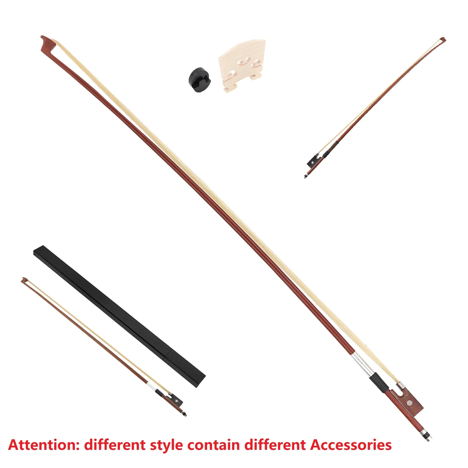 Brazilwood White Horsehair Violin Bow 1/4 4/4 6 Styles with Accessories
