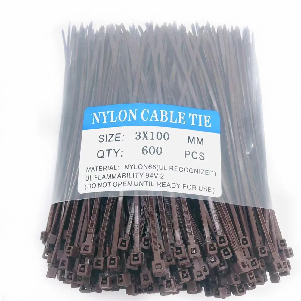 600Pc 3 x 100mm Self-locking Cable Tie Network Cabling Tag Nylon Zip Marked Ties 