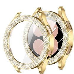 Luxury Bling Diamond Protective Watch Case with Screen Protector - 40mm/44mm Transparent Cover - Galaxy Watch6 44 (Gold)