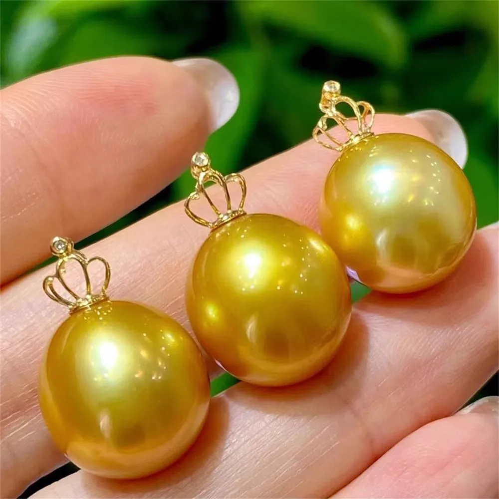 

DIY Pearl Accessories G18K Yellow and White Gold Pendant Empty Fashion Necklace Pendant Female Fit 9-12mm Round Beads G015