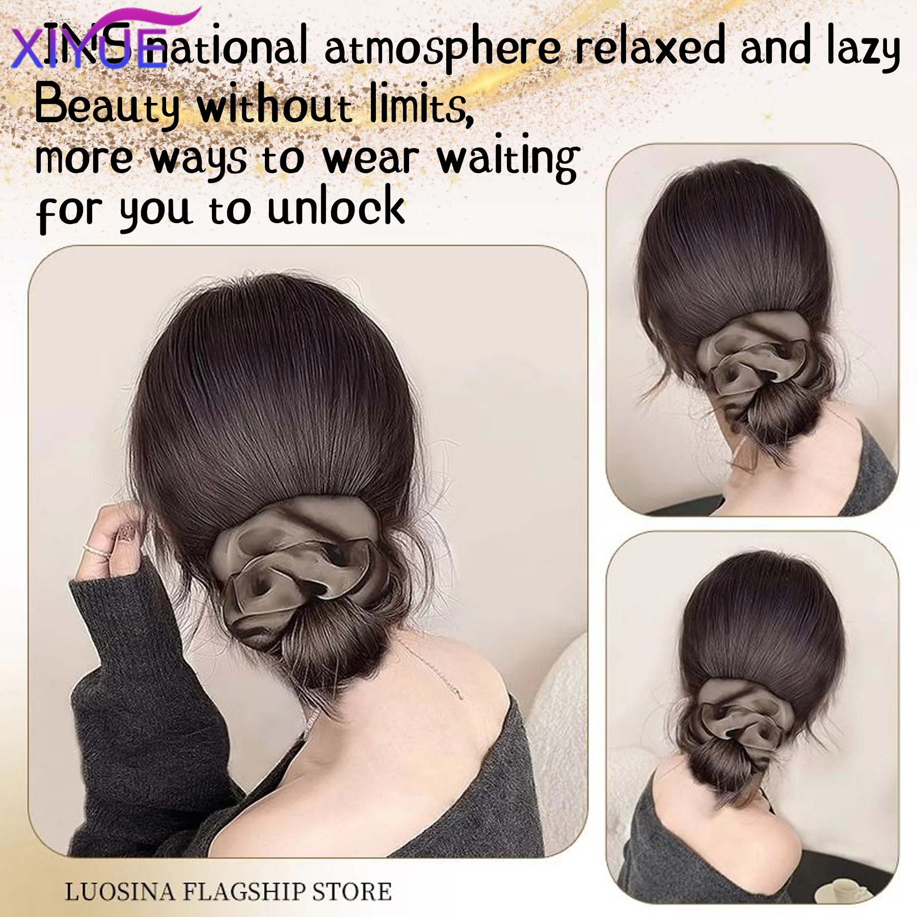 XIYUE Synthetic Ball Head Wig Female Claw Clip Shuttlecock Head Lazy Style Natural Korean Style Fluffy Clip Ball Hair Bun
