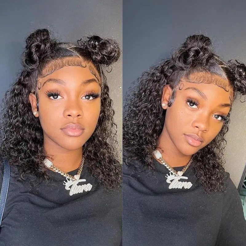 Brazilian Human Hair Short Curly Bob 13x4 13x6 Lace Frontal Wigs 5x5 Closure Wig 250% Preplucked