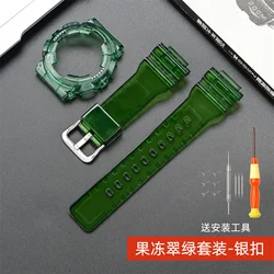 Transparent TPU Watchband and Case Set with Tool - Stylish Strap and Protective Accessories (Green)