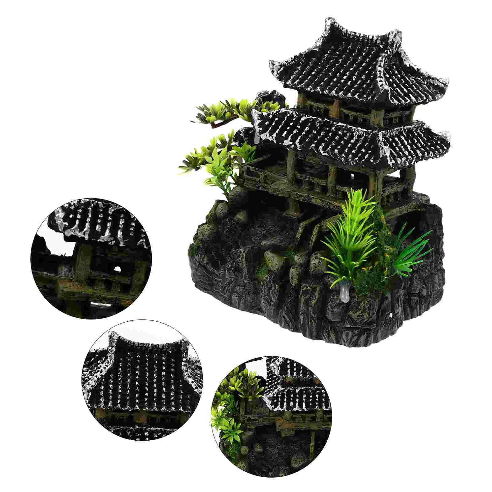 

Japanese Decorations Fish Tank Landscaping House Aquarium Simulation Pagoda Decorate Resin Landscape