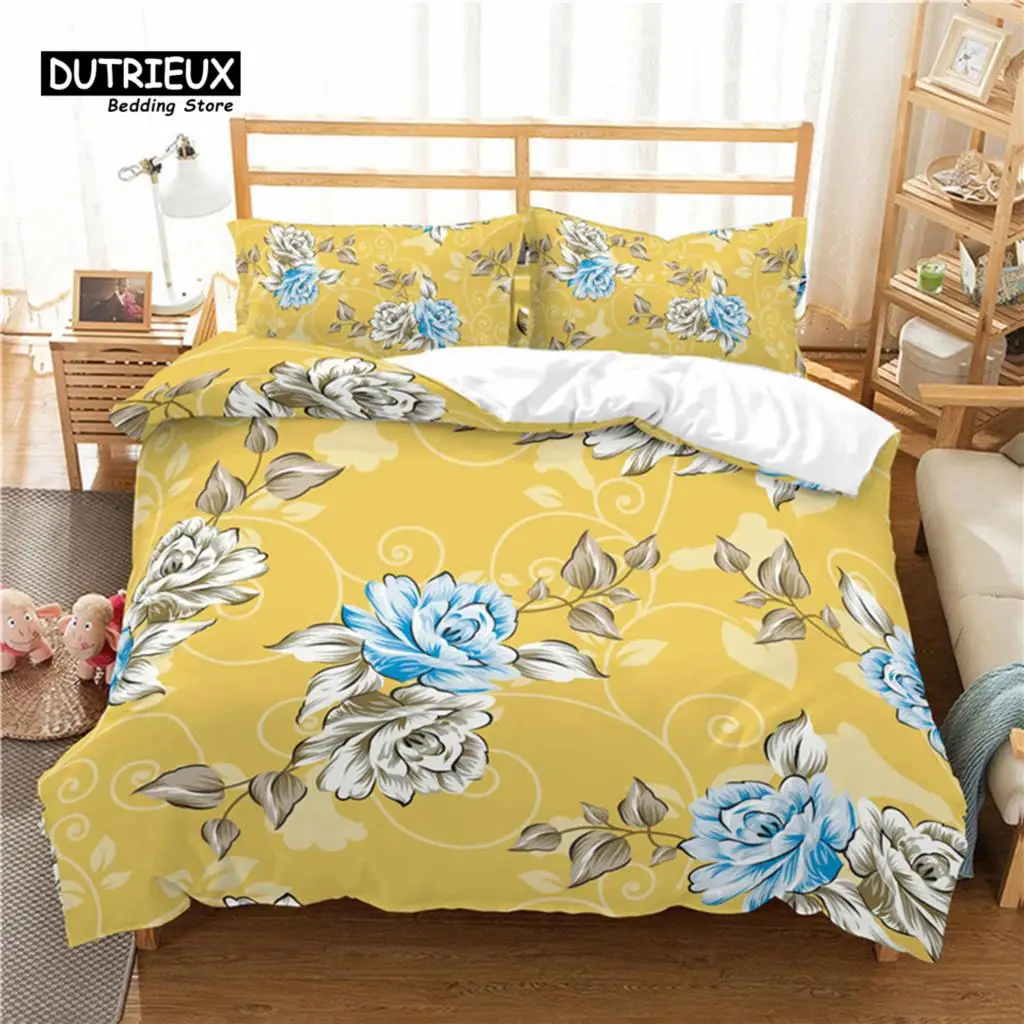 

Luxury 3D Flower Print Home Living Comfortable Duvet Cover Set Pillowcase Kids Bedding Set Queen and King EU/US/AU/UK Size