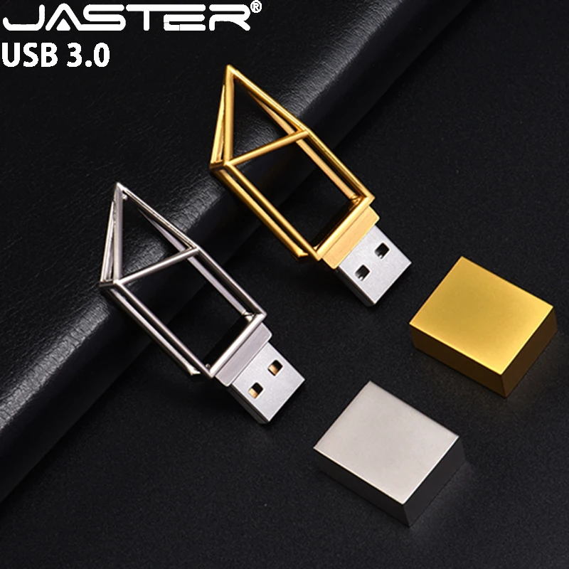 

JASTER Pen Drive 3.0 Mini Hollow Metal 64GB 32GB Gold Waterproof Free Engraved Logo Silver USB Flash Drives Perfect Holiday Gift