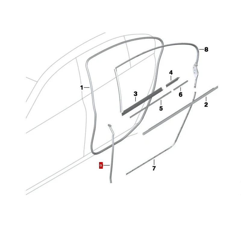 51357177943 51357177944 7series F01 730d 750i 740Li 730Ld 740d Seal gap B-pillar left side