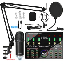 

Wireless Bluetooth Professional Condenser Karaoke Microphone with Sound Card Stand for Pc Phone Gaming Computer Tiktok Youtube