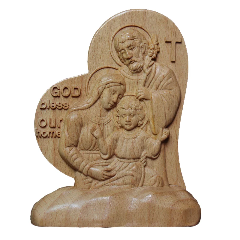 

Holy Family Of God Three Wood Carvings Virgin Jesus Icon Home Decoration Church Utensils Catholic Christian Decor