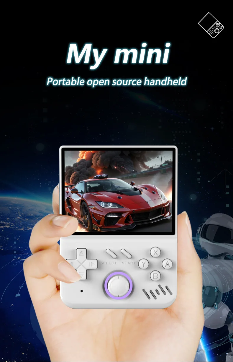 NEW MY MINI Retro Handheld Game Console Linux System 3.5-inch IPS Screen Mini Portable Handheld Video Player 128GB 15000 Games