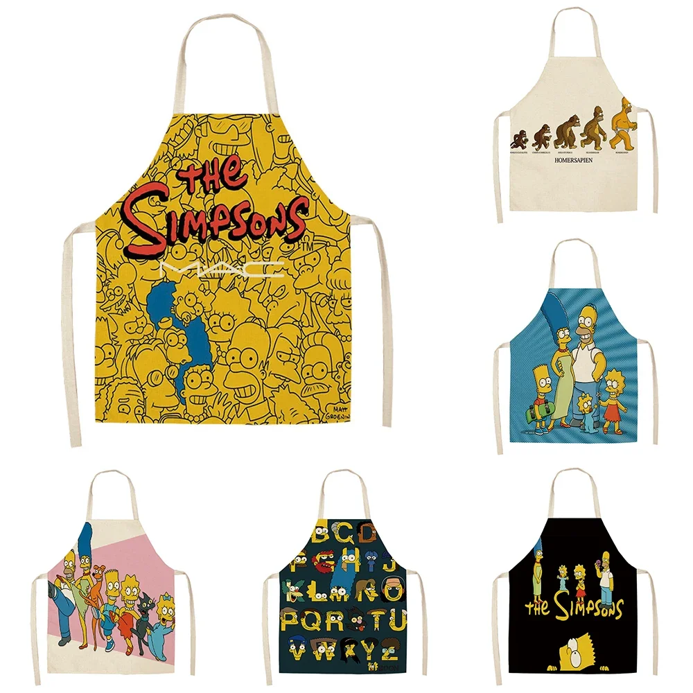 

Cartoon Anime Printing Apron Cotton and Linen Kitchen Cafe Apron Children Adult Kitchen Cooking Cleaning Tools Tablier Delantal