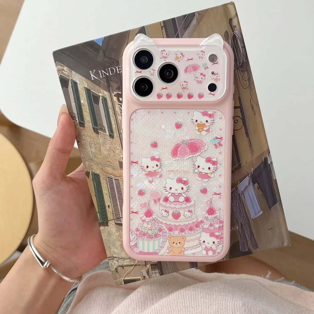 Elegant Ruijian Strawberry Cake Pink KT Shockproof Phone Case