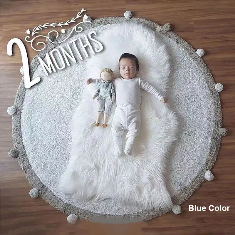 Round Carpets For Living Room Bedroom Cotton Soft Rugs Baby Crawling Mat Fleece Carpet With Ball Decor Kids Room Home Decoration 4