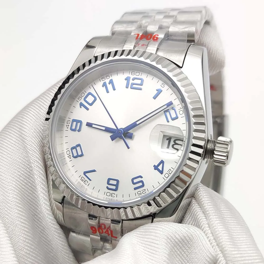 Men's Automatic Mechanical Watch, 36mm Case, Sapphire Glass, Water Resistant, Transparent Case Back, Stylish Watch