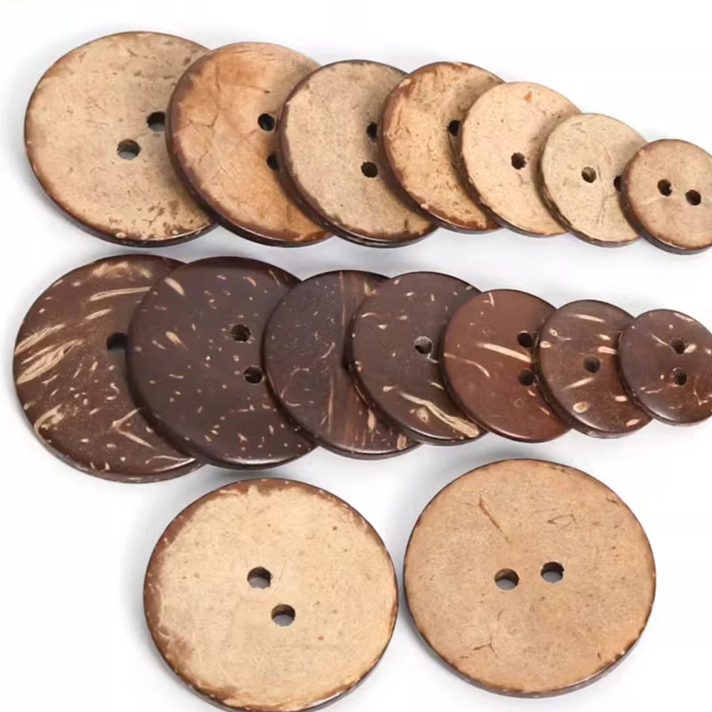 100pcs/lot 2 hole natural coconut buttons 18/20/25/30mm round sewing flatback brown buttons free shipping COCO010 4