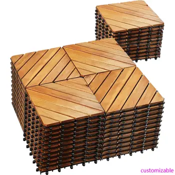 54-Pack Acacia Wood Interlocking Deck Tiles 1