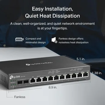 TP-Link ER7212PC | Omada Router, PoE Switch & Controller 3-in-1 Gigabit VPN Router | Up to 4 WAN | 8 PoE+ LAN Port @ 110W 3
